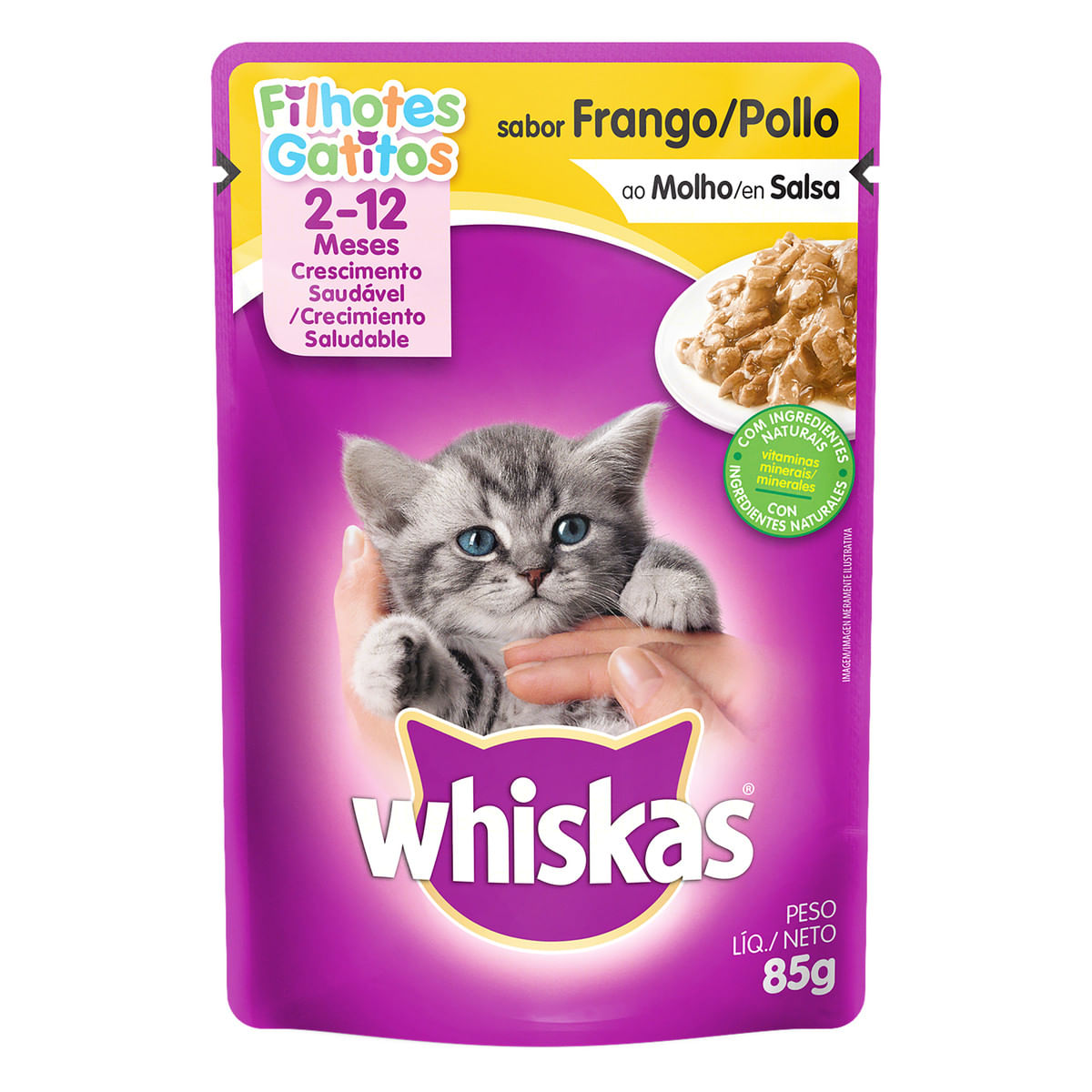 Ração Úmida Whiskas Sachê Frango ao Molho para Gatos Filhotes 85 g