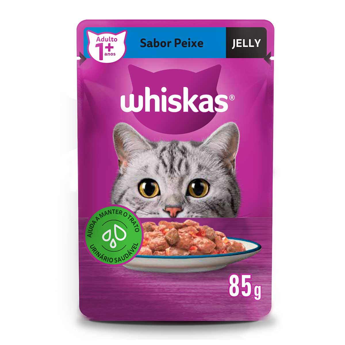 Ração Úmida Whiskas Sachê Peixe Jelly para Gatos Adultos 85 g