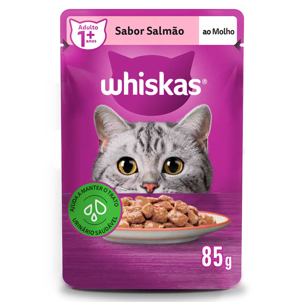 Ração Úmida Whiskas Sachê Salmão ao Molho para Gatos Adultos 85 g