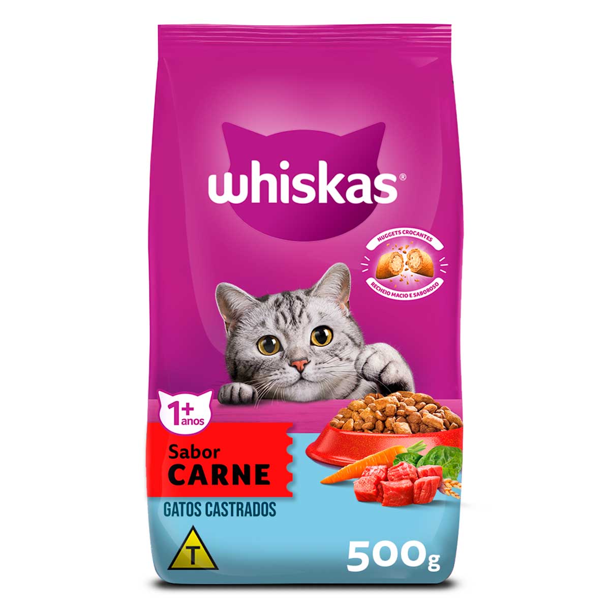 Ração Whiskas Carne para Gatos Adultos Castrados 500 g