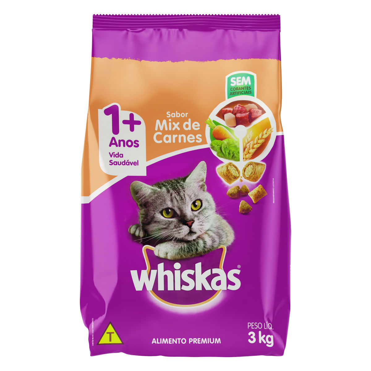 Ração Whiskas Mix de Carnes para Gatos Adultos 3 Kg