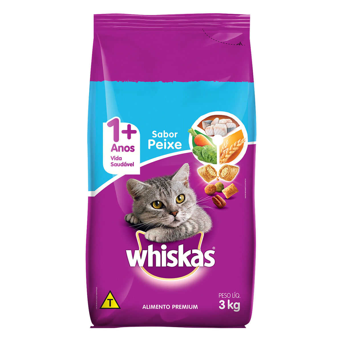 Ração Whiskas Peixe Para Gatos Adultos 3 Kg