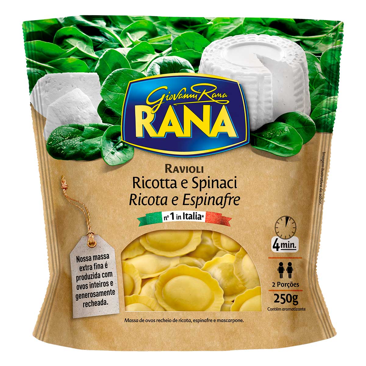 Ravioli com Recheio de Ricota e Espinafre Rana 250g