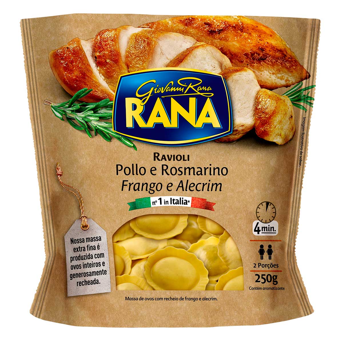 Ravioli de Frango e Alecrim Massa Fresca Rana 250g.