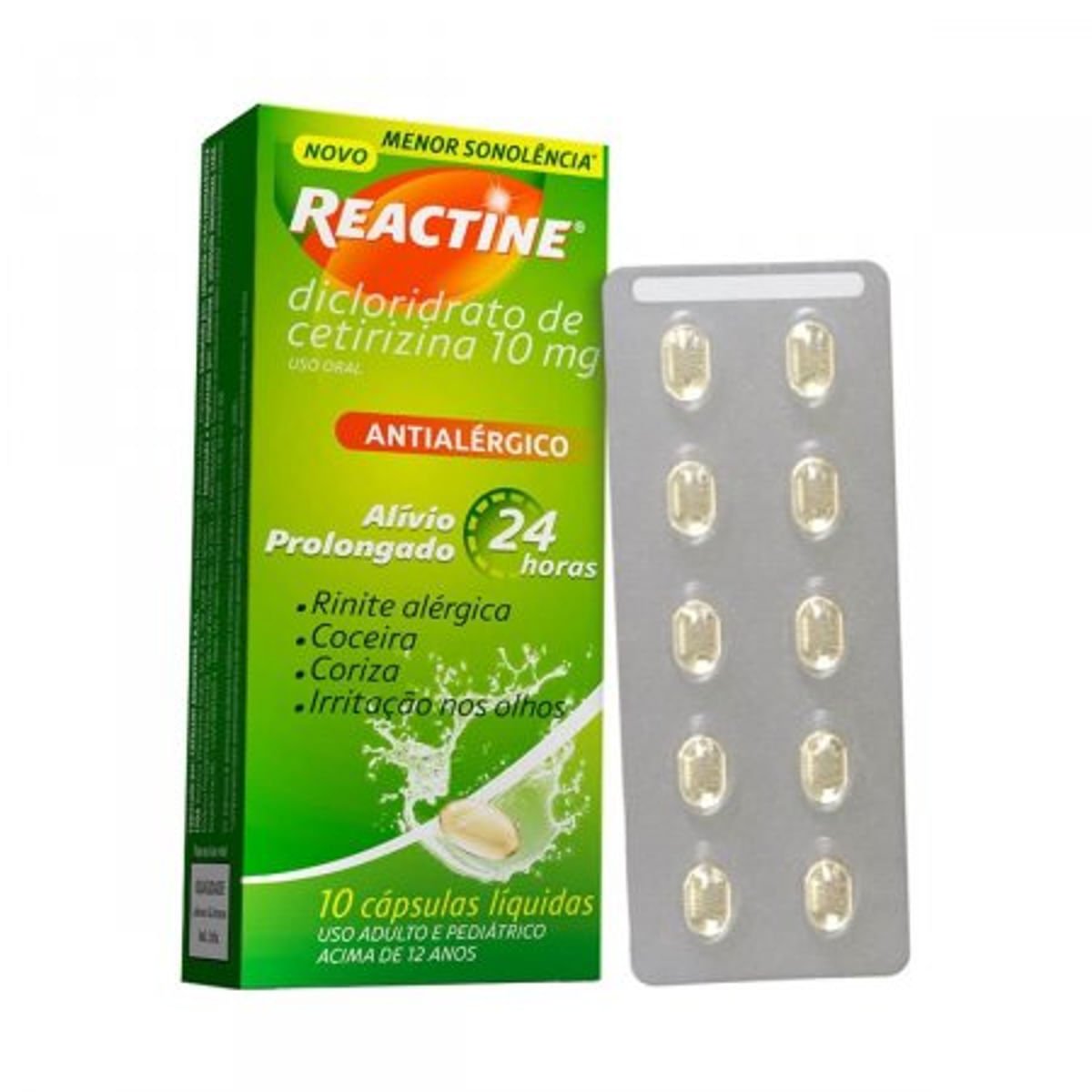 Reactine com 10 Cápsulas 10 Mg