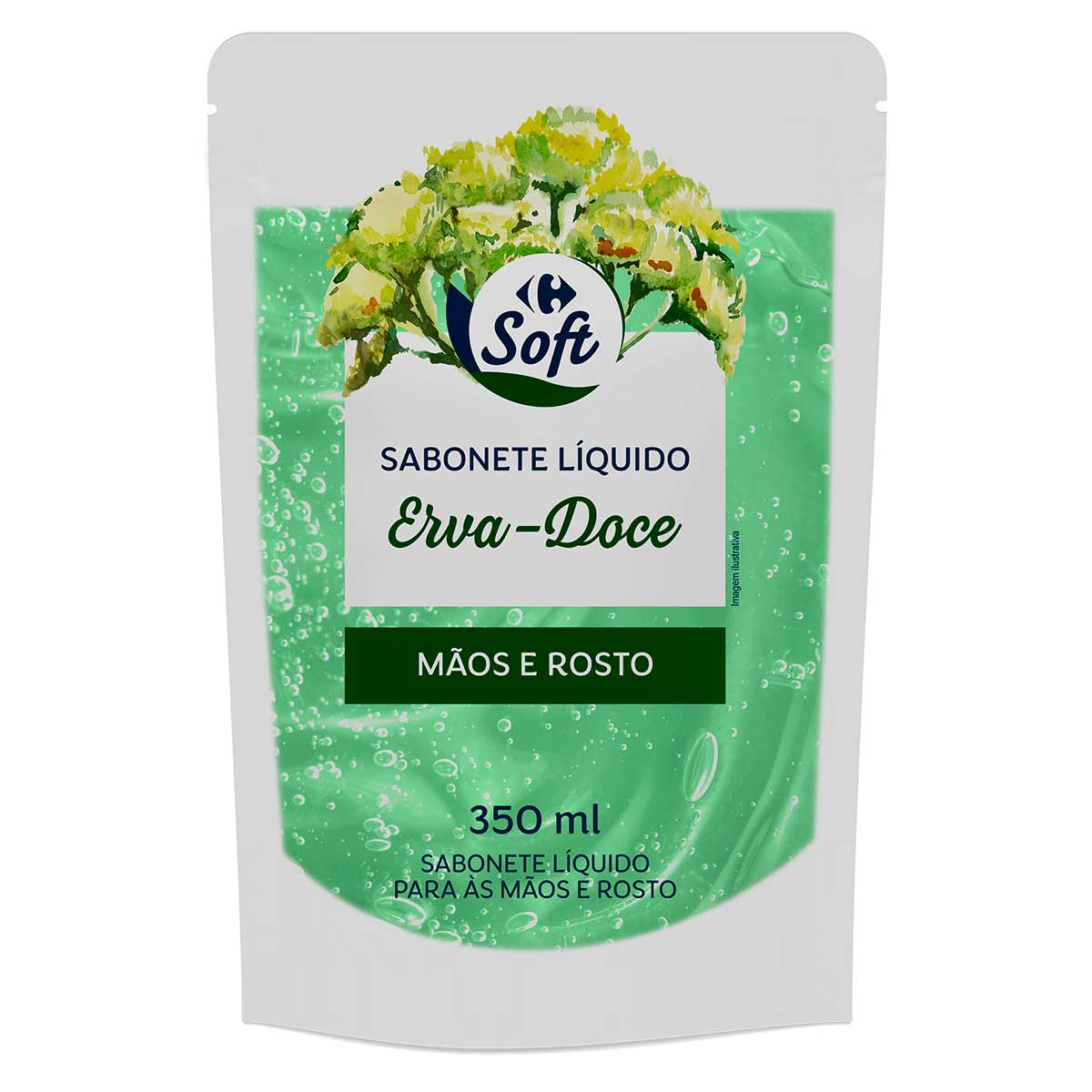 Sabonete Líquido para Mãos e Rosto Carrefour Soft Erva Doce Refil 350ml