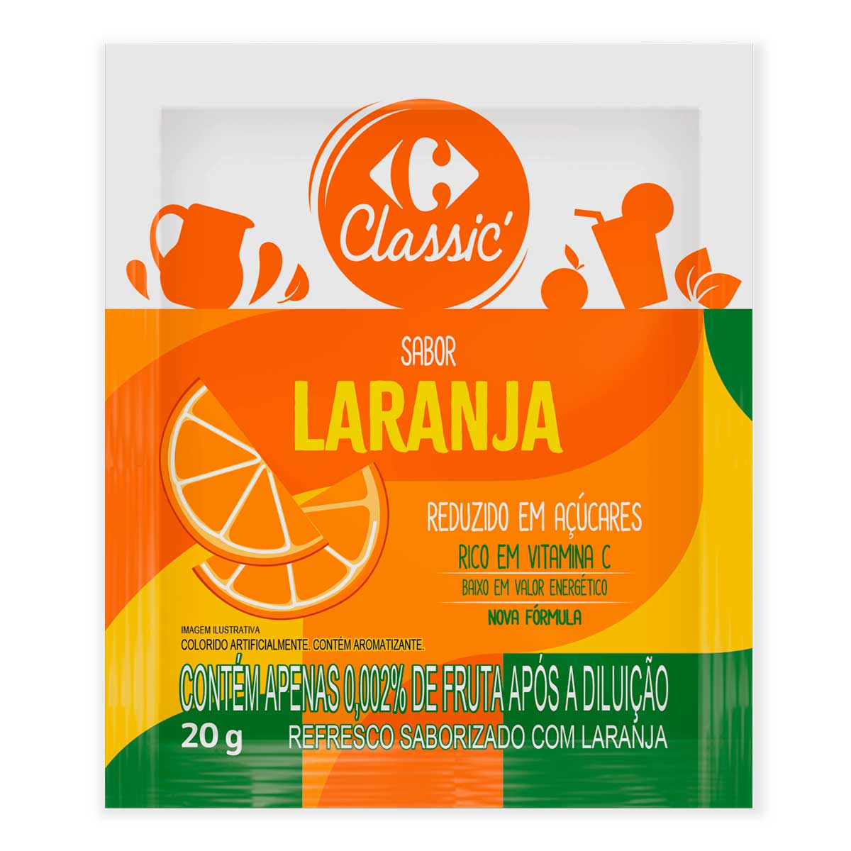 Refresco em Pó Sabor Laranja Carrefour 20g