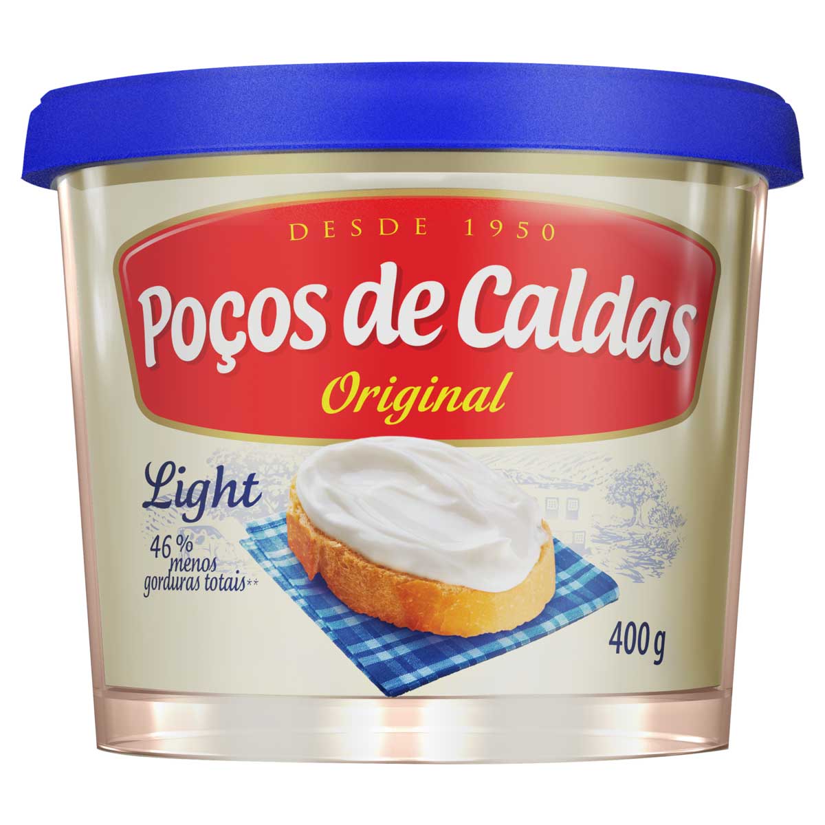 Requeijão Cremoso Original Light Poços de Caldas Pote 400 g