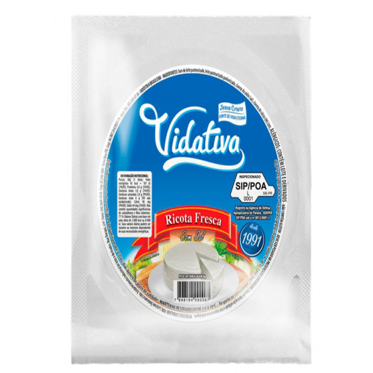 Ricota Fresca Vidativa Aprox 400g