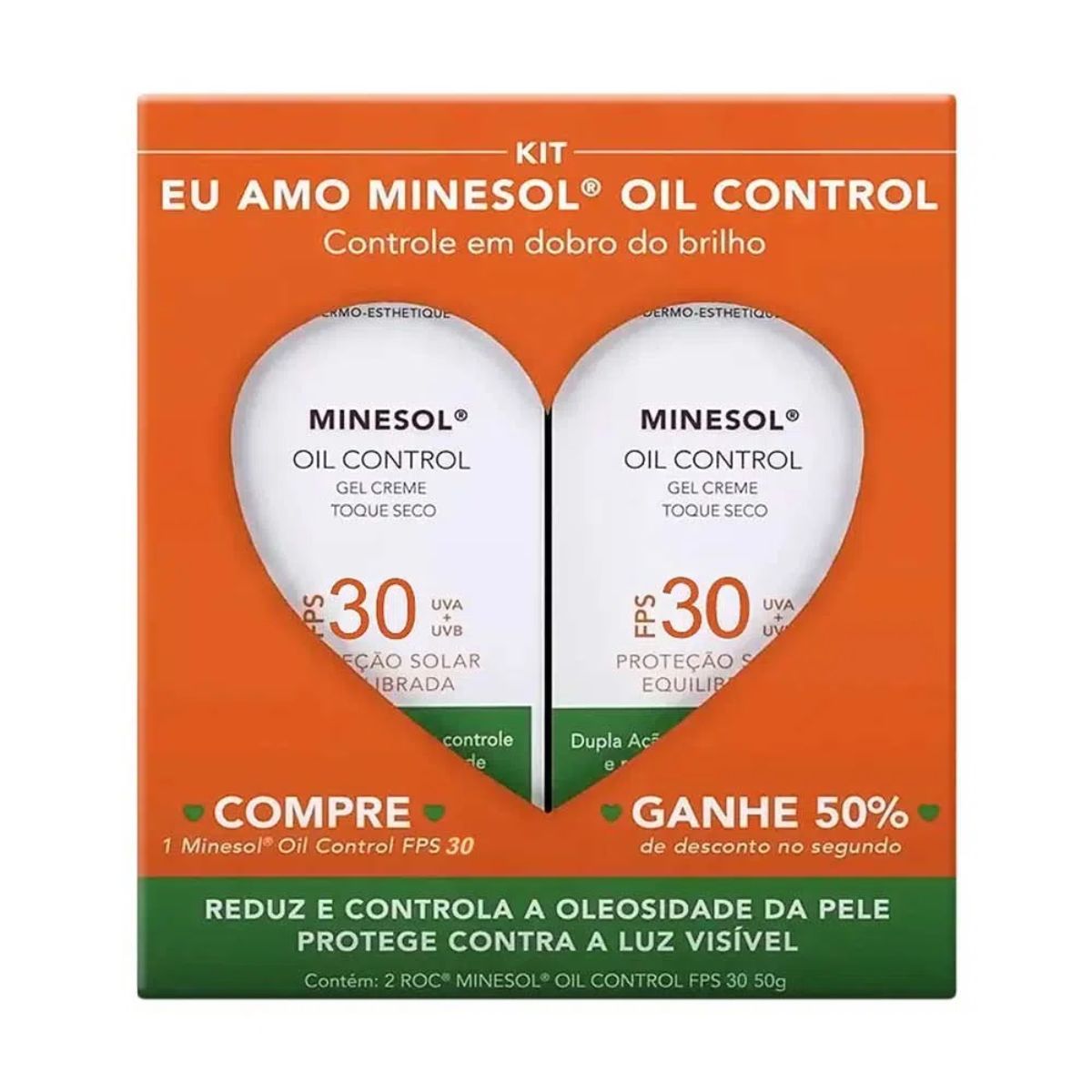 Kit Protetor Solar ROC Minesol Oil Control FPS30 50 g + 50% de Desconto na 2ª Unidade