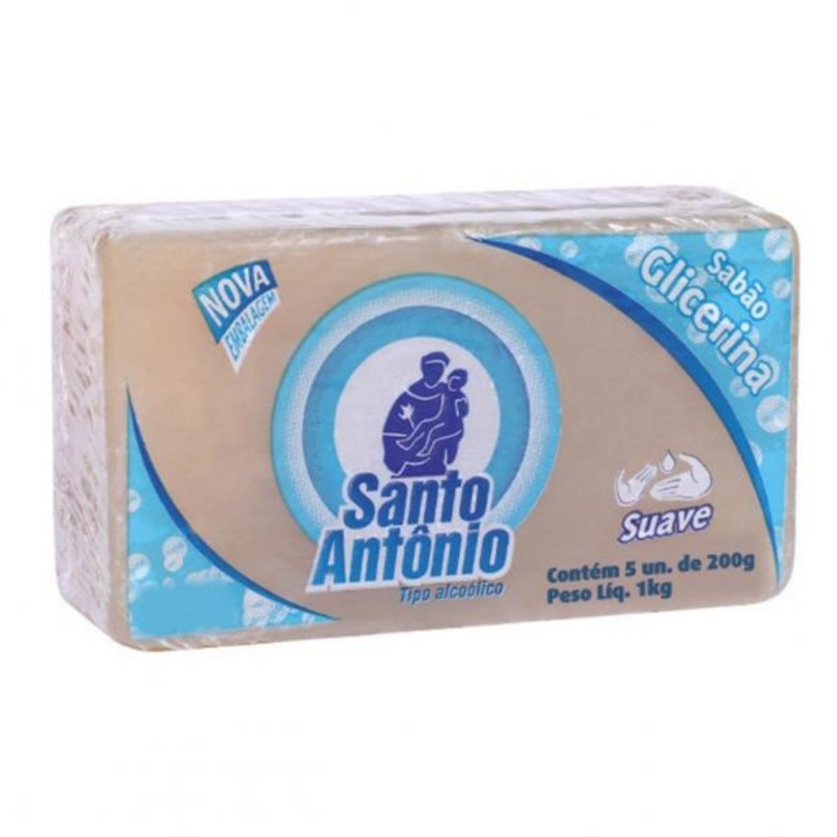 Sabão Barra Glicerina Santo Antonio Suave Com 5 Un 200g