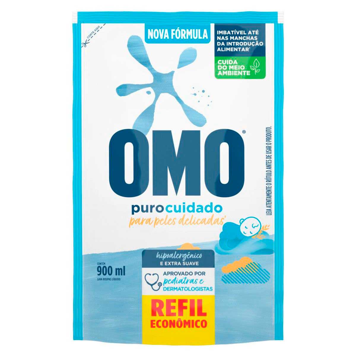 Sabão Líquido Refil OMO Puro Cuidado 900 ml