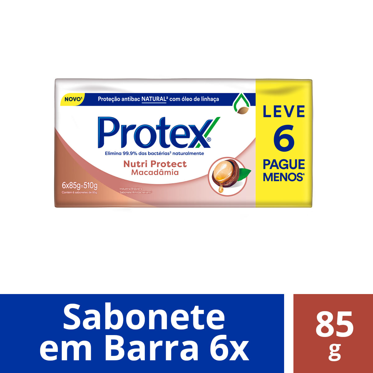 Sabonete Antibacteriano em Barra Protex Nutri Protect Macadâmia 85 g Leve 6 Pague 5