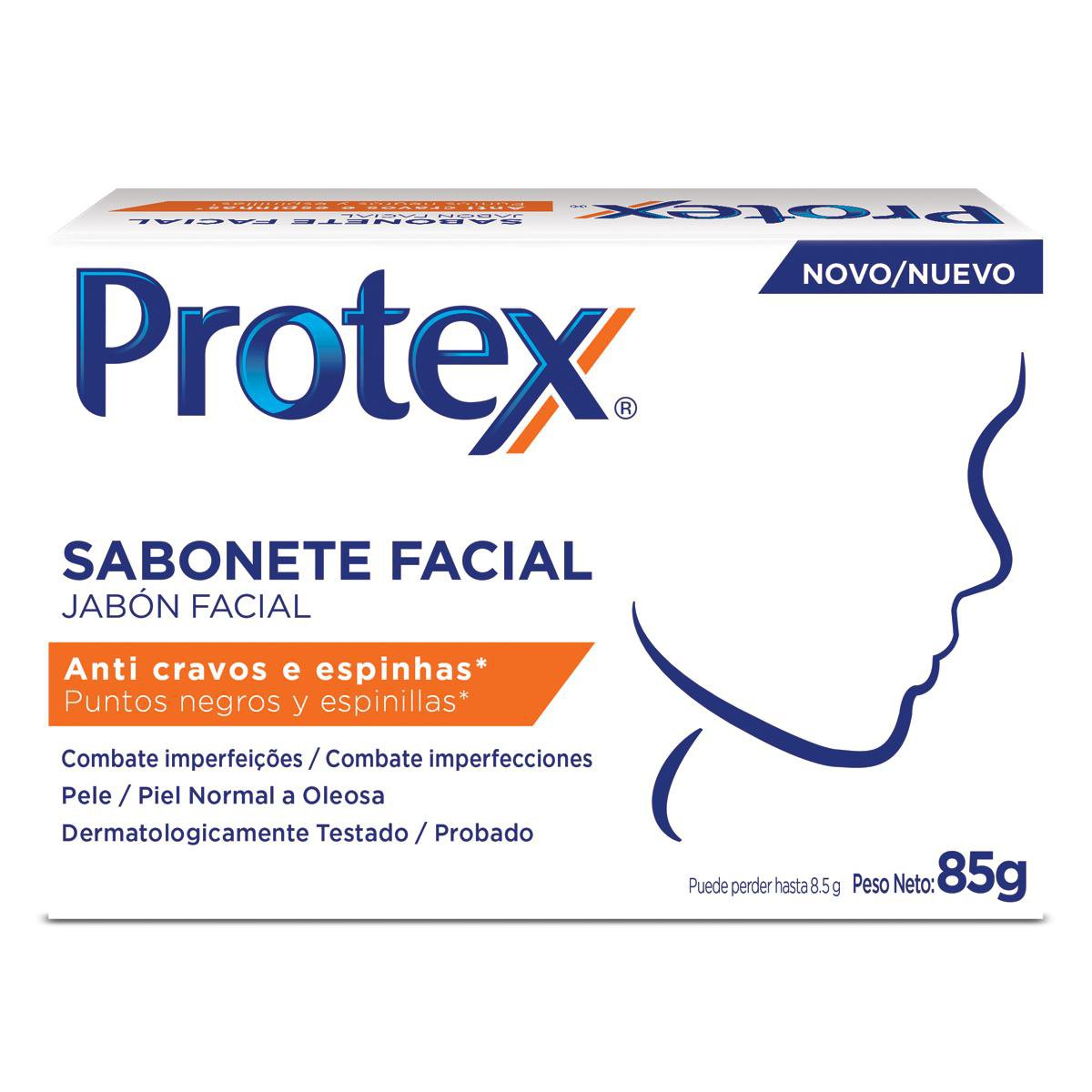 Sabonete Facial em Barra Anti Cravos e Espinhas Protex 85g