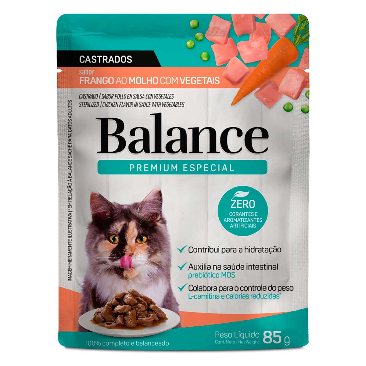 Ração Úmida para Gatos Castrados Sabor Frango e Molho Veg Balance