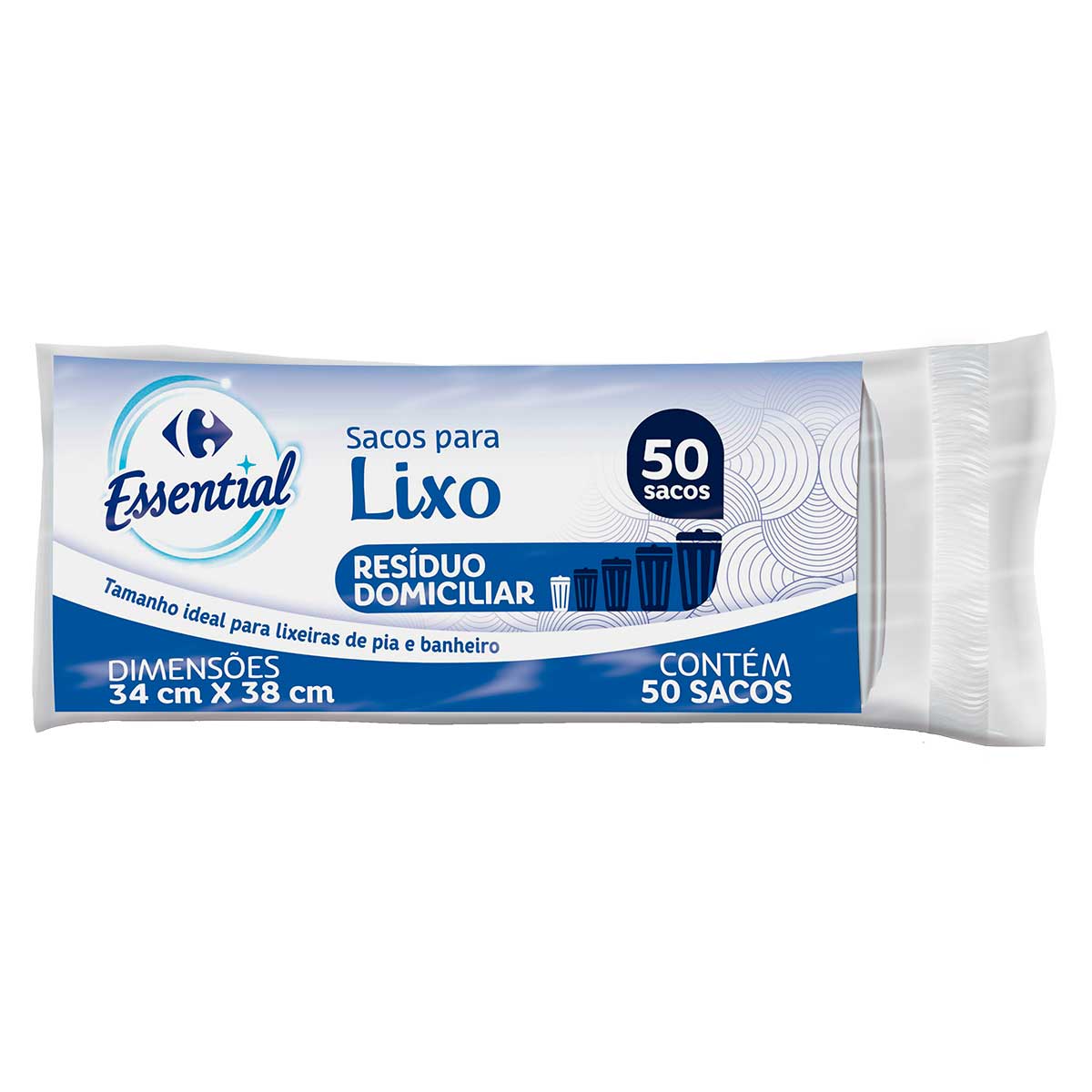 Saco de Lixo Carrefour Essential Branco com 50 Unidades de 8 Litros