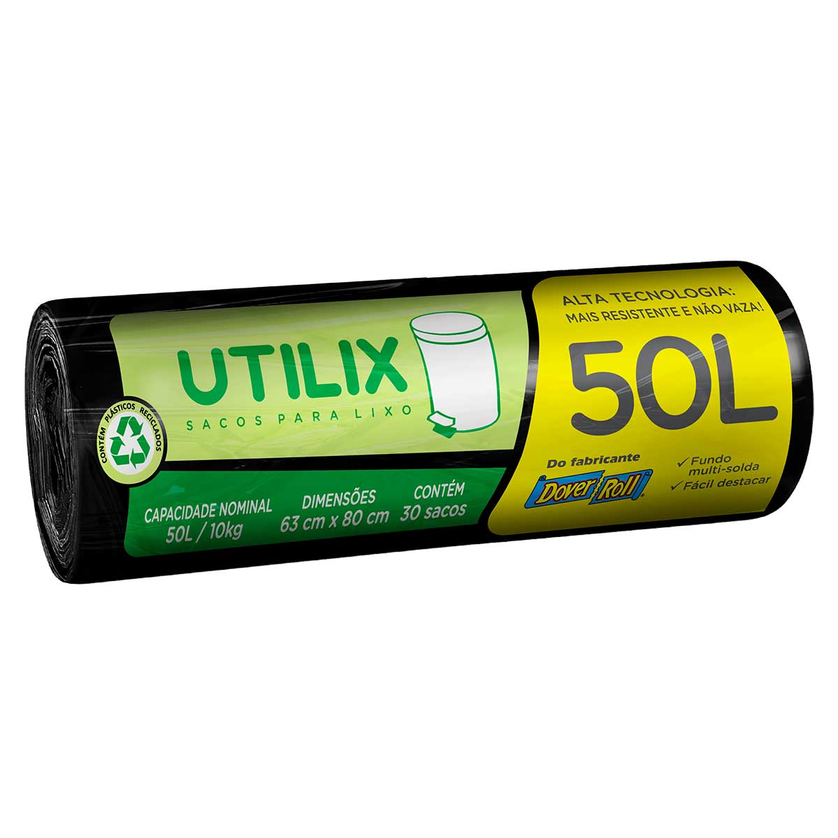 Saco de Lixo Utilix Preto com 30 Unidades de 50 Litros