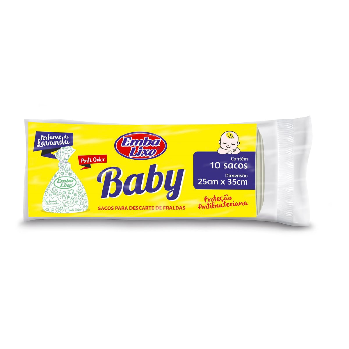 Saco de Lixo Embalixo Baby Branco Lavanda com 10 Unidades de 6 Litros