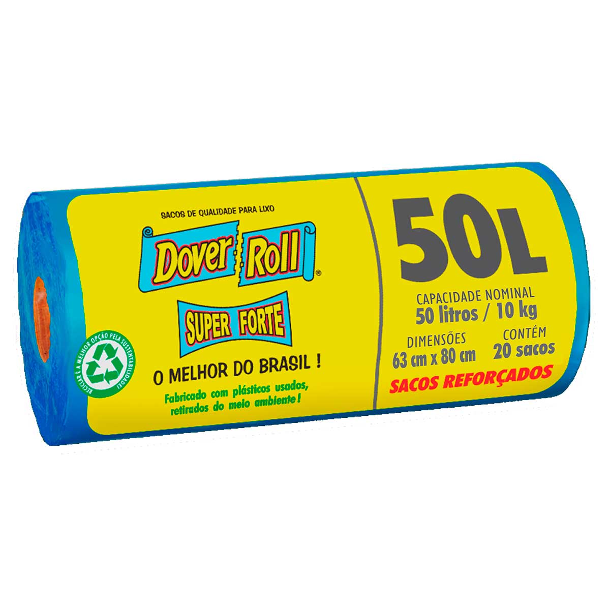 Saco de Lixo Dover Roll Super Forte Azul com 20 Unidades de 50 Litros