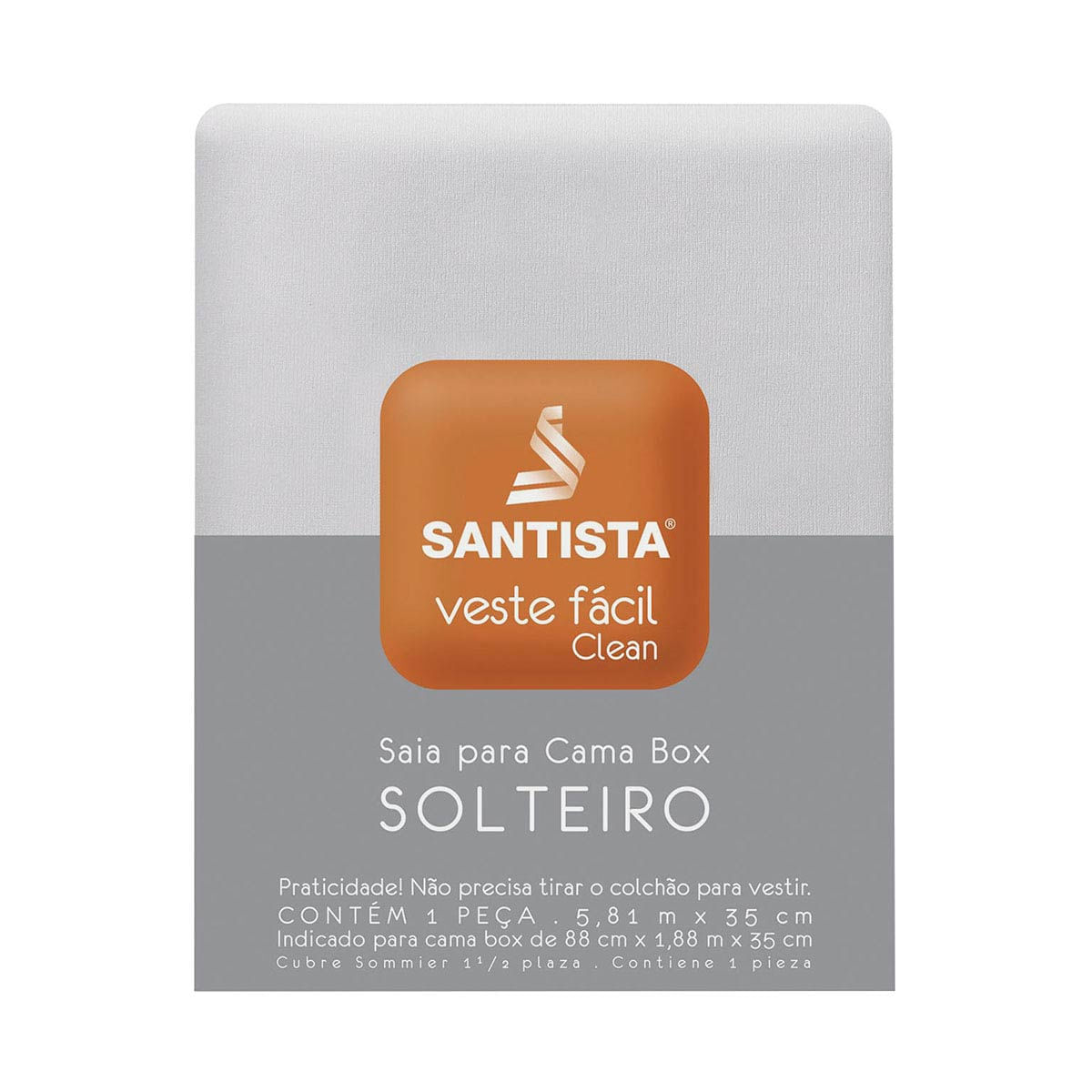 Saia para Cama Box Solteiro Branco Lisa Santista Veste Fácil Clean