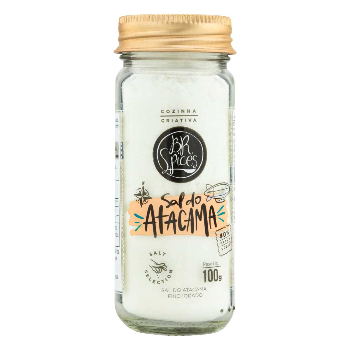 Sal do Atacama Fino Iodado com Tampa Dosadora BR Spices Salt Selection 100g