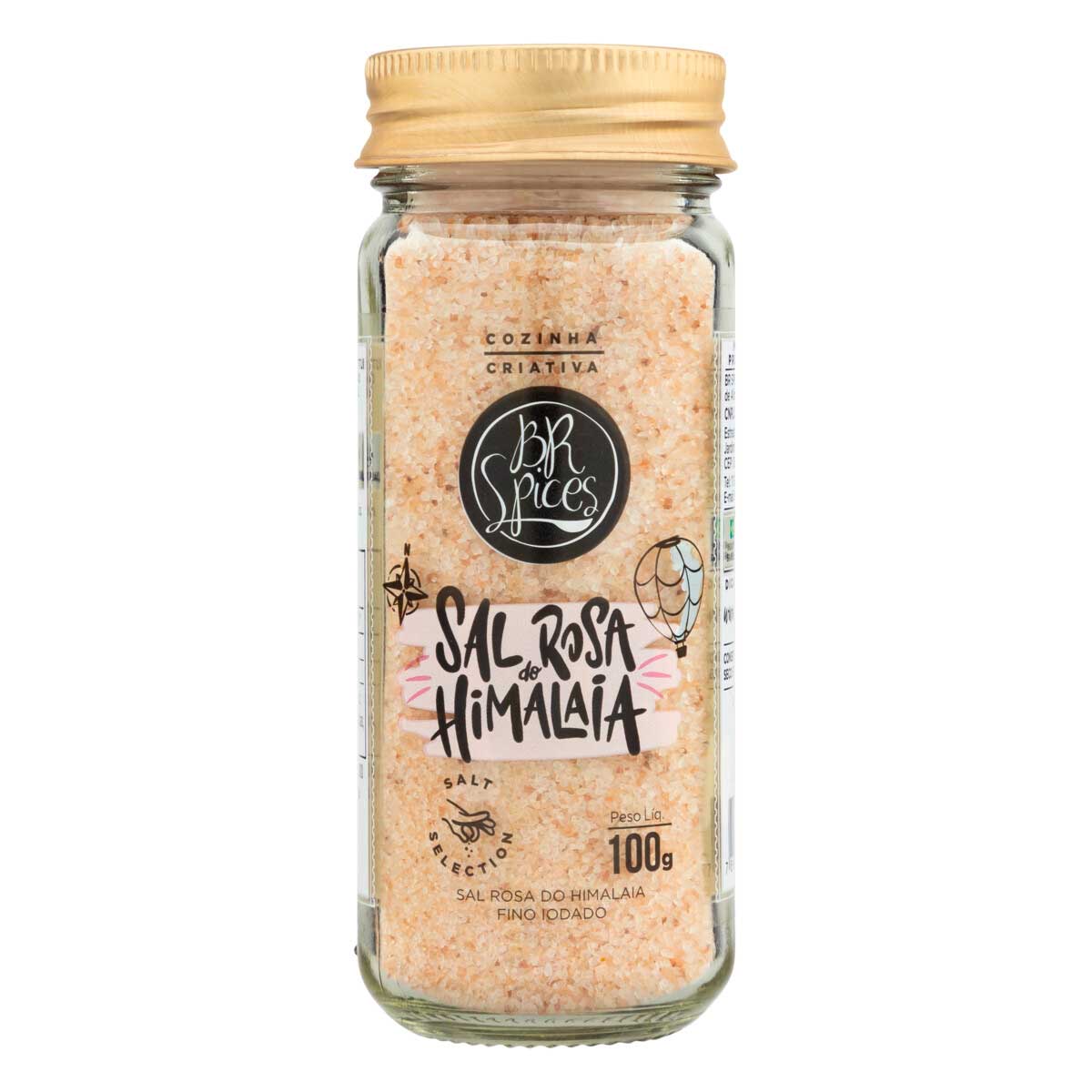 Sal Rosa do Himalaia Fino Iodado com Tampa Dosadora BR Spices Salt Selection 100g