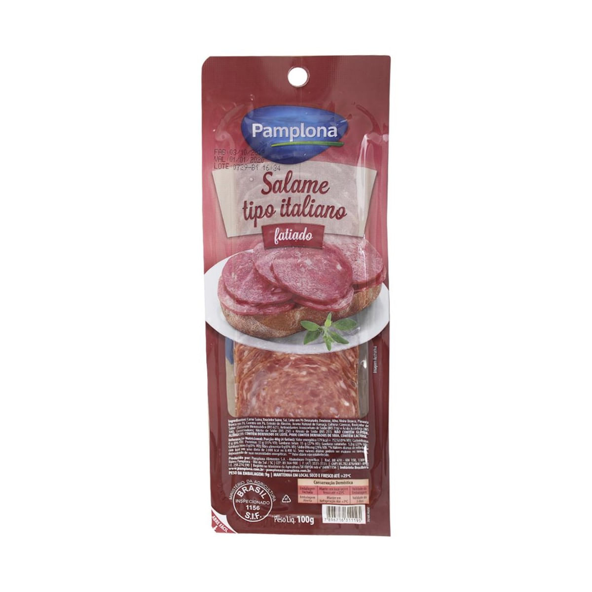 Salame Italiano Fatiado Pamplona 100 g