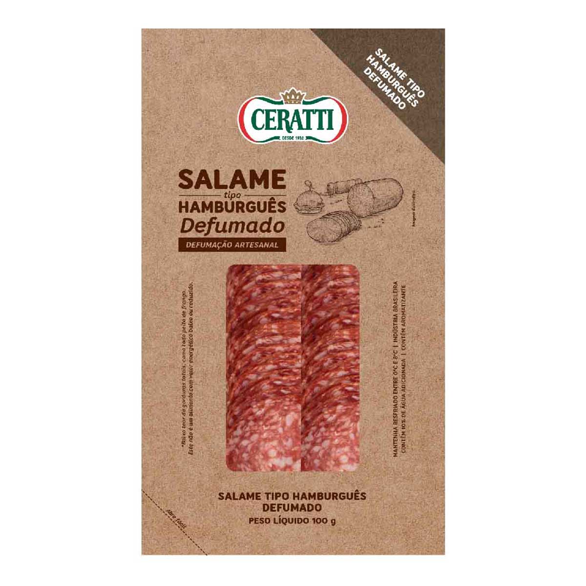 Salame Tipo Hamburguês Defumado Fatiado Ceratti 100 g