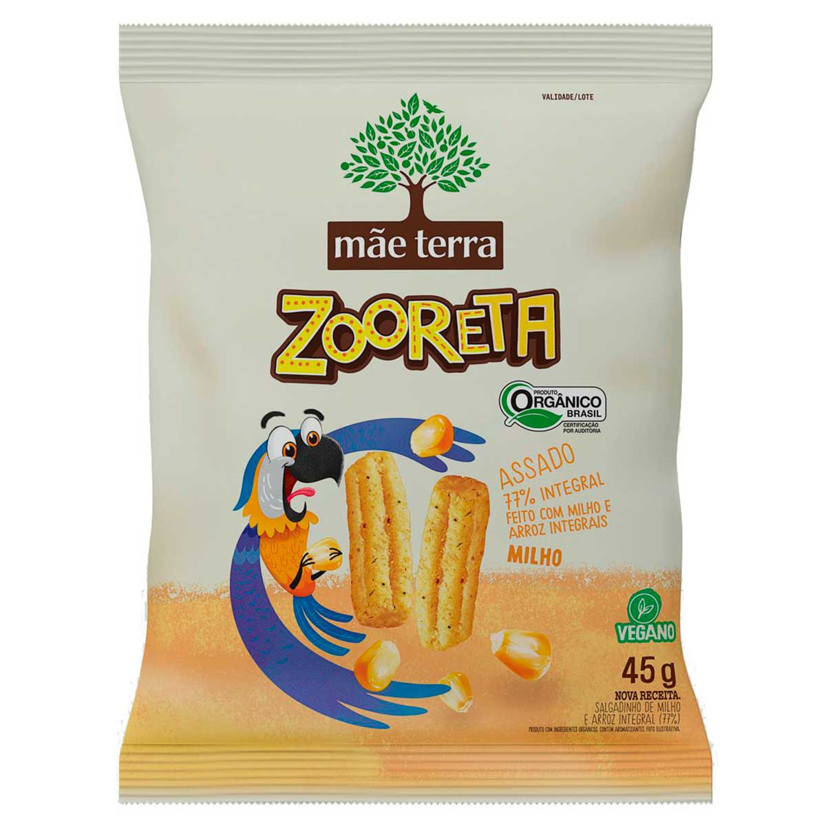 Salgadinho Orgânico Infantil Mãe Terra Zooreta Milho 45 g