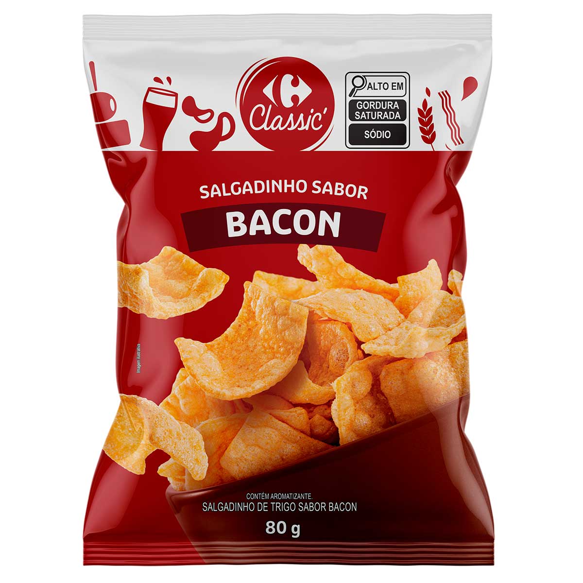 Salgadinho Sabor Bacon Carrefour Classic 80g