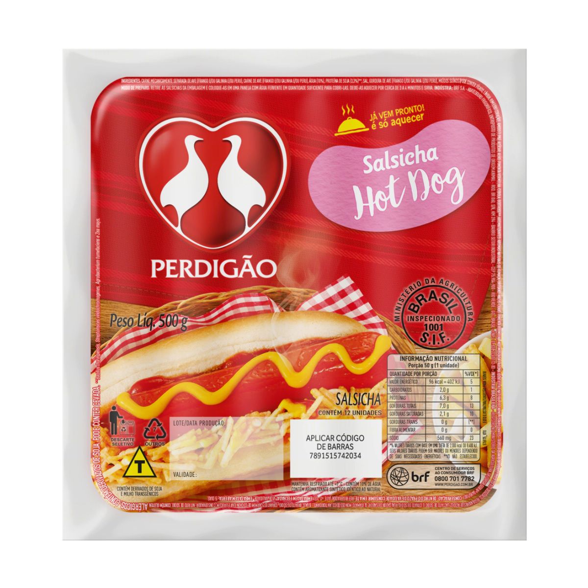 Salsicha Hot Dog Perdigão Aprox. 500g