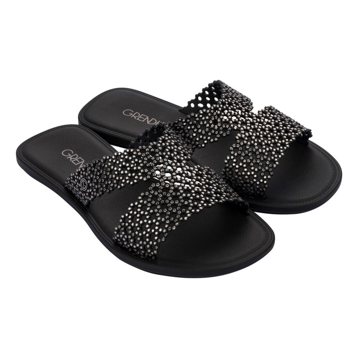 Sandália Rasteira Grendha Feminino Buriti Slide Preto 33/34