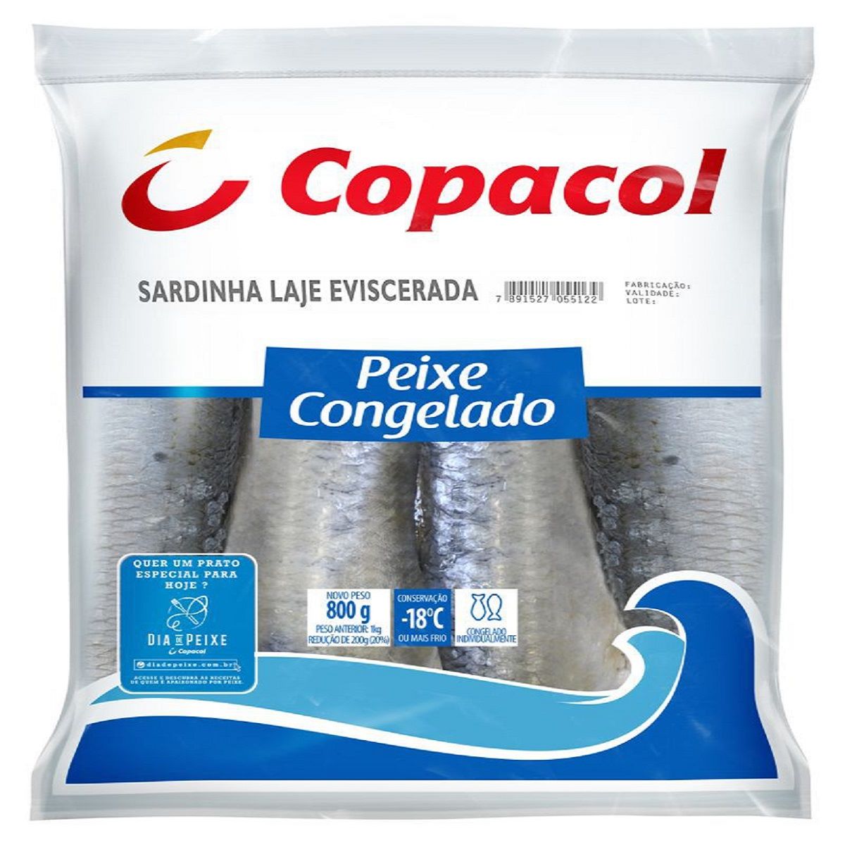 Sardinha Inteira Eviscerada Congelada Copacol 800 g