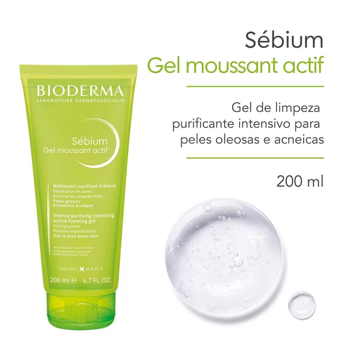 Gel De Limpeza Sébium Bioderma Gel Moussant Actif Com 200ml