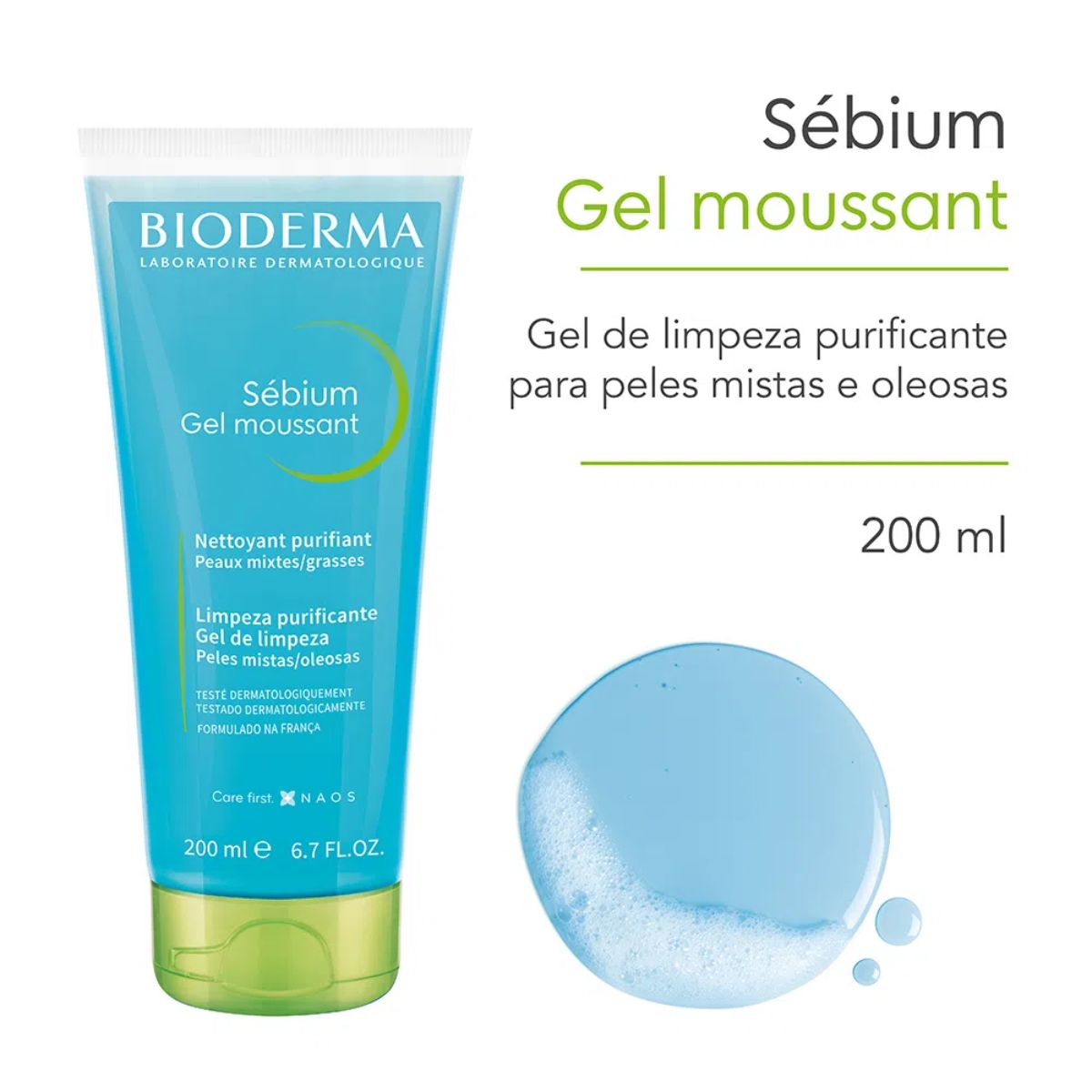 Gel De Limpeza Sébium Bioderma Gel Moussant Com 200ml