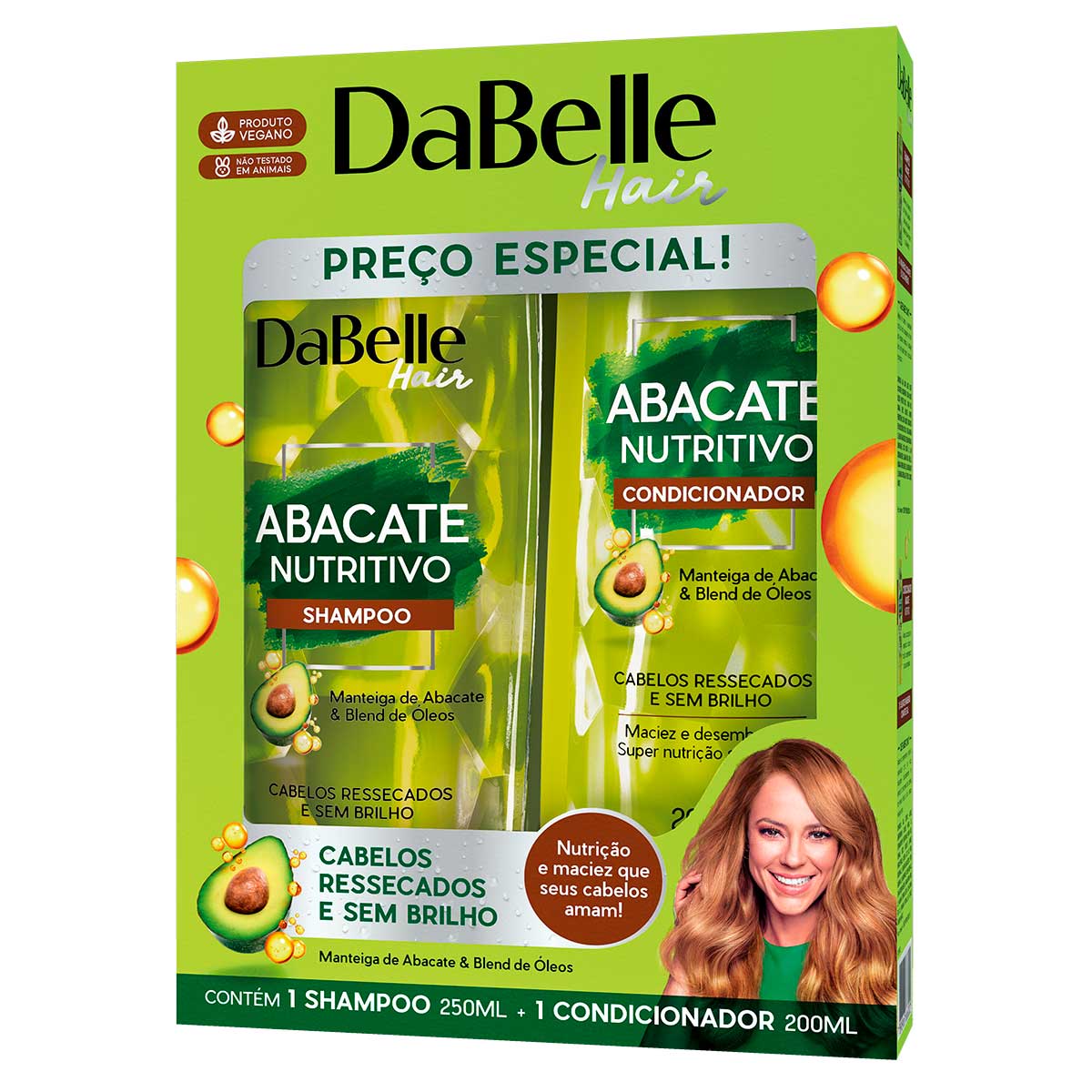 Shampo e Condicionador De Abacate Nutritivo Dabelle 250ml