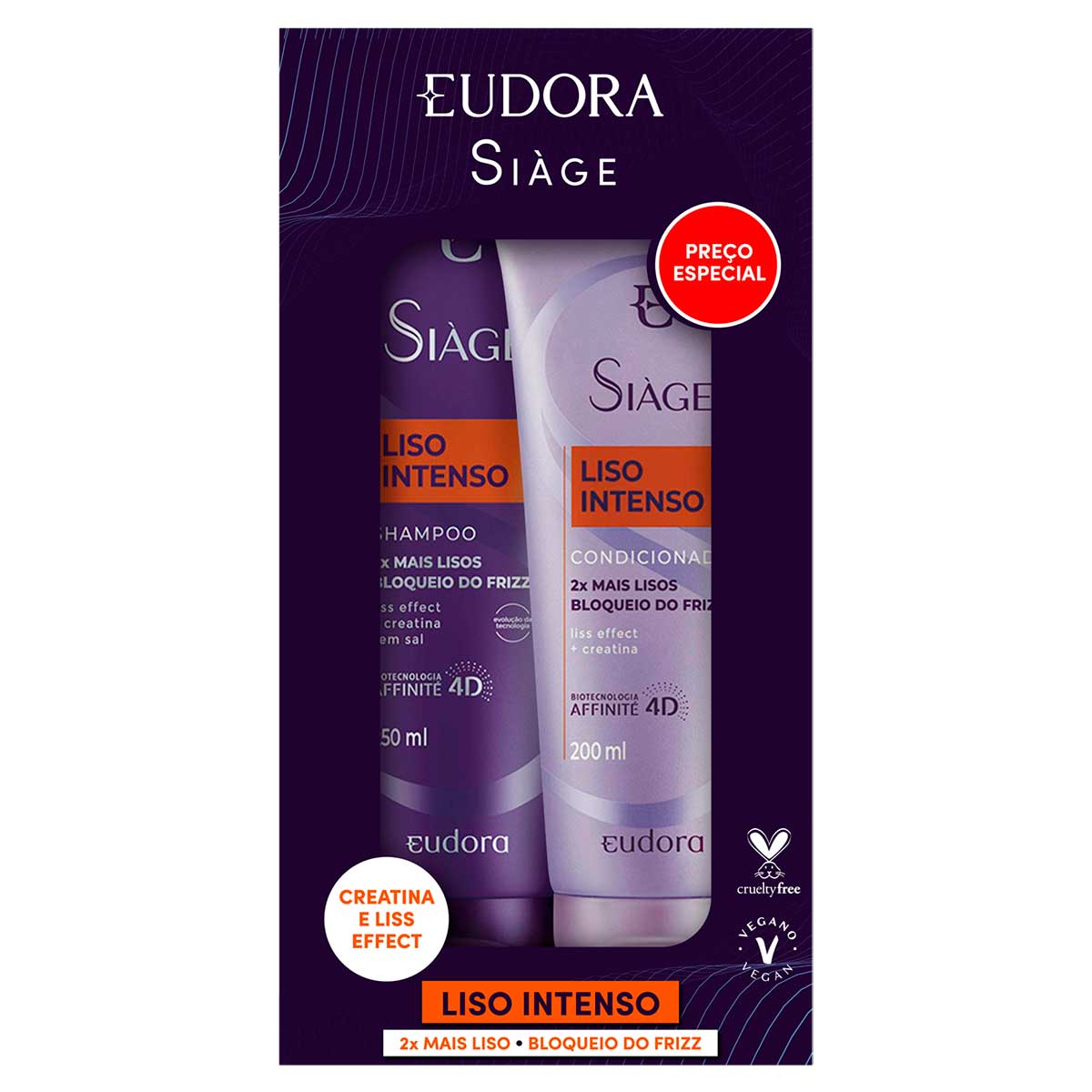 Kit de Shampoo e Condicionador Eudora Siàge Liso Intenso