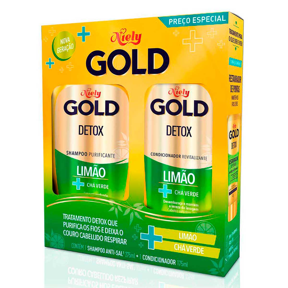 Kit Niely Gold Detox Shampoo 275ml + Condicionador 175ml