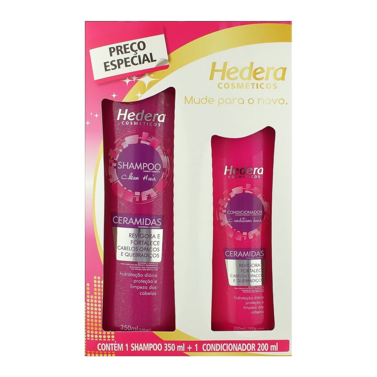 Kit Shampoo 350 ml + Condicionador 200 ml Ceramidas Hedera