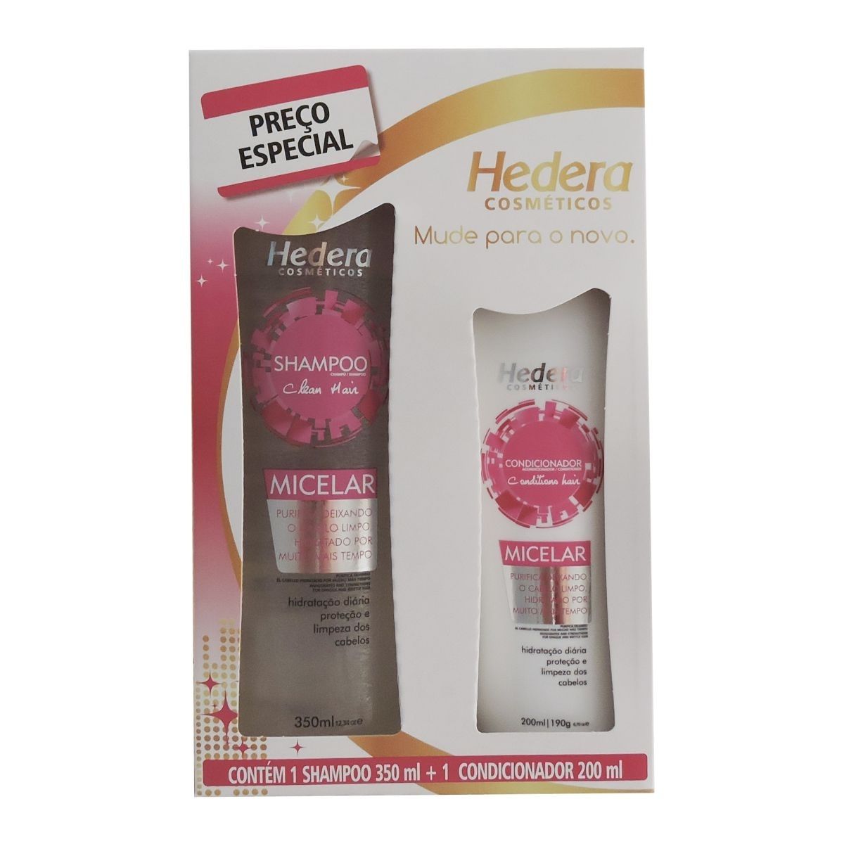 Kit Shampoo 350 ml + Condicionador 200 ml Micelar Hedera