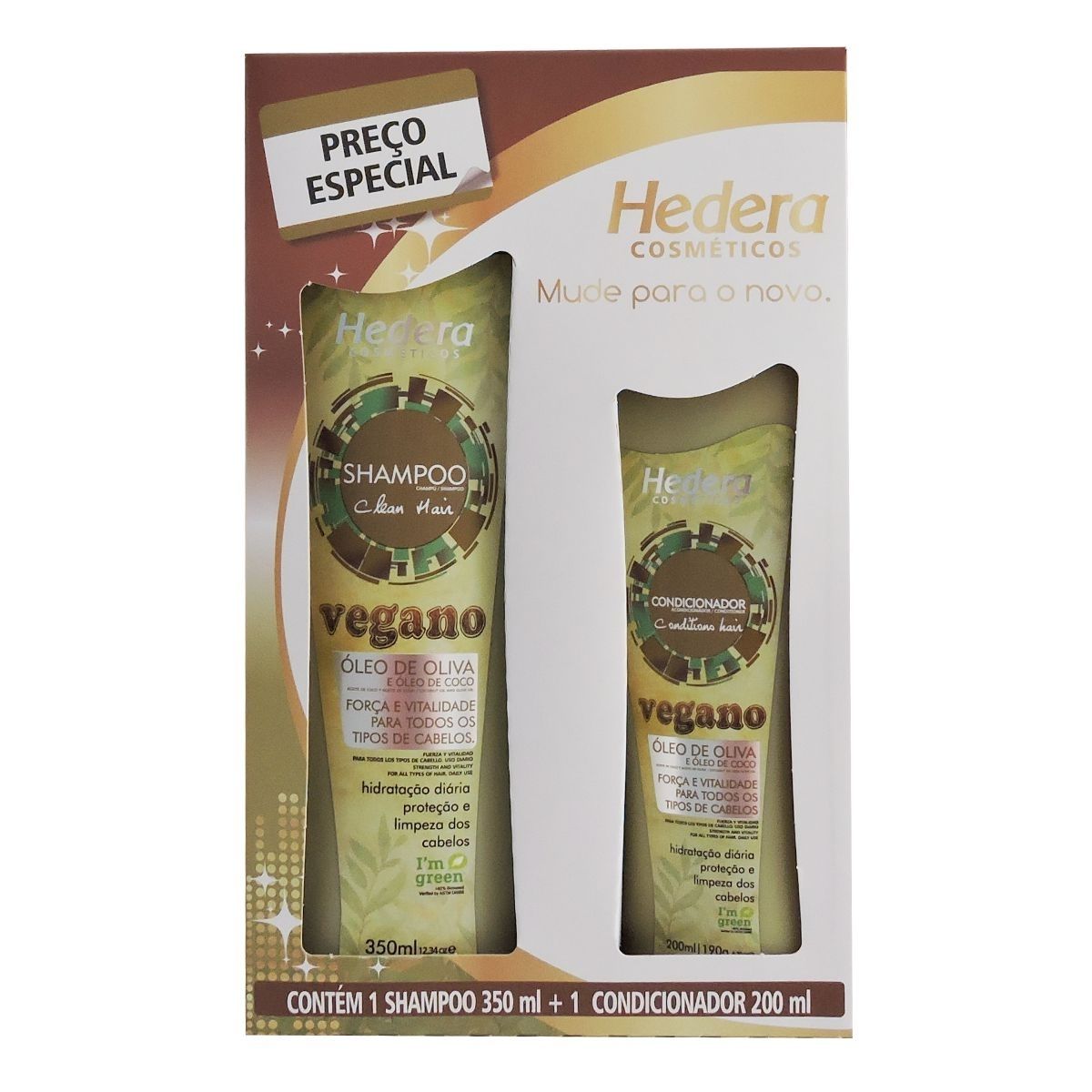 Kit Hedera Vegano Shampoo 350 ml + Condicionador 200 ml