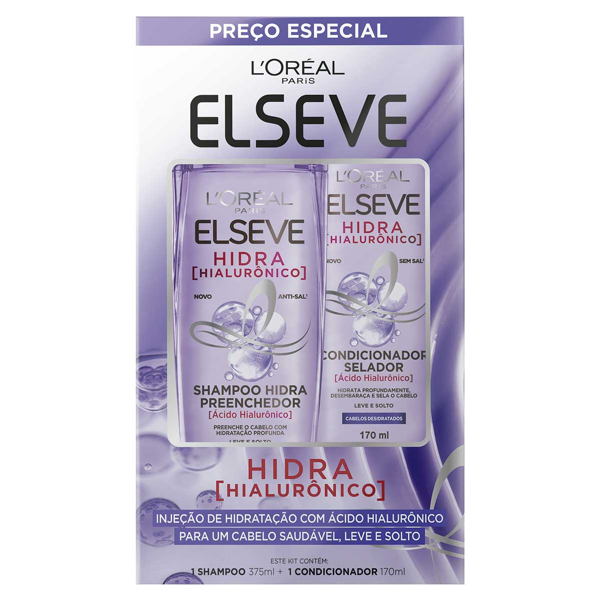 Kit Elseve Hidra Hialurônico Shampoo 375ml + Condicionador 170ml