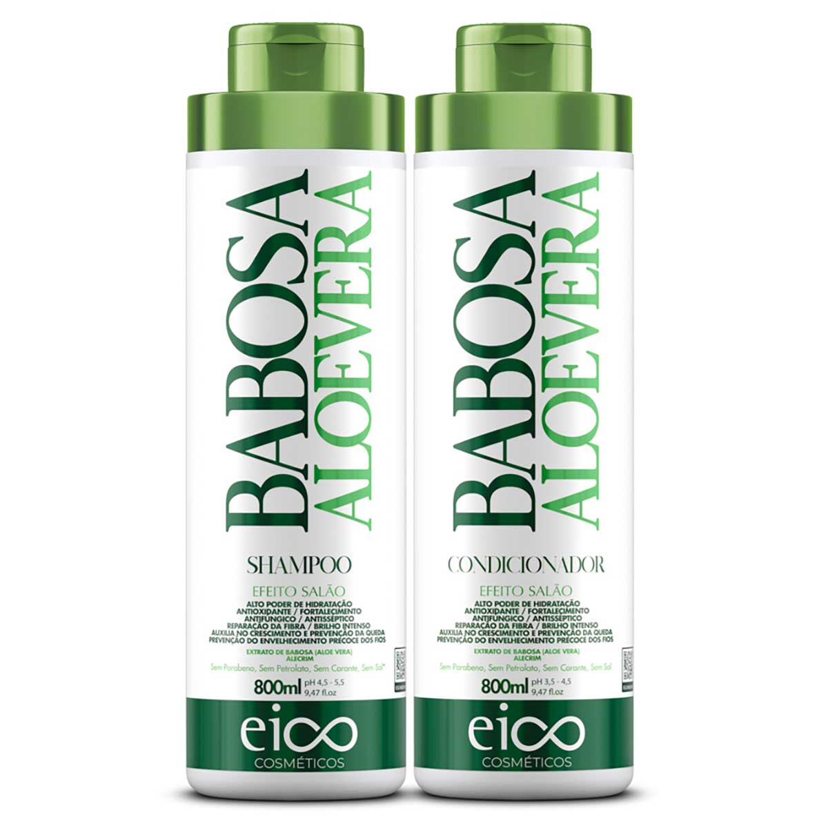 Shampoo E Condicionador Amo Babosa Eico Cosméticos 800ml Cada