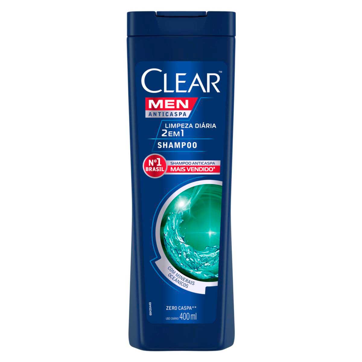 Shampoo Anticaspa Clear Men Limpeza Diária 2 em 1 400ml