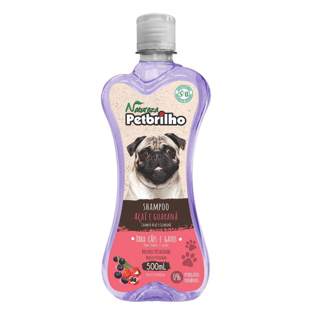 Shampoo Natureza Açaí e Guaraná Para Cães e Gatos Petbrilho 500 ml