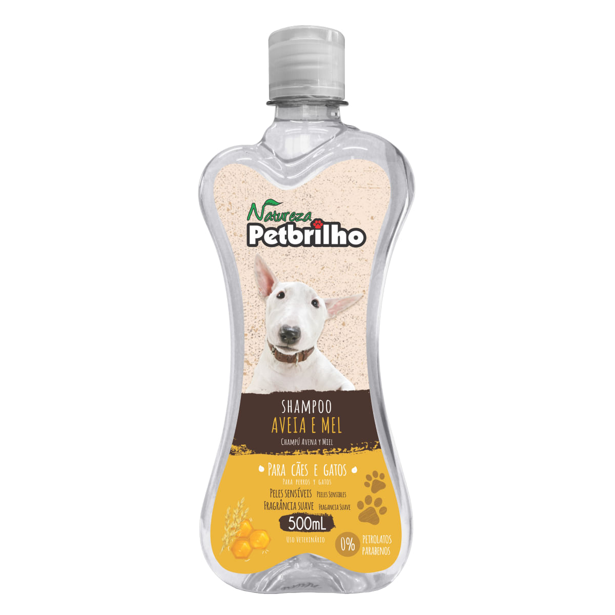 Shampoo Natureza Aveia e Mel Para Cães e Gatos Petbrilho 500 ml