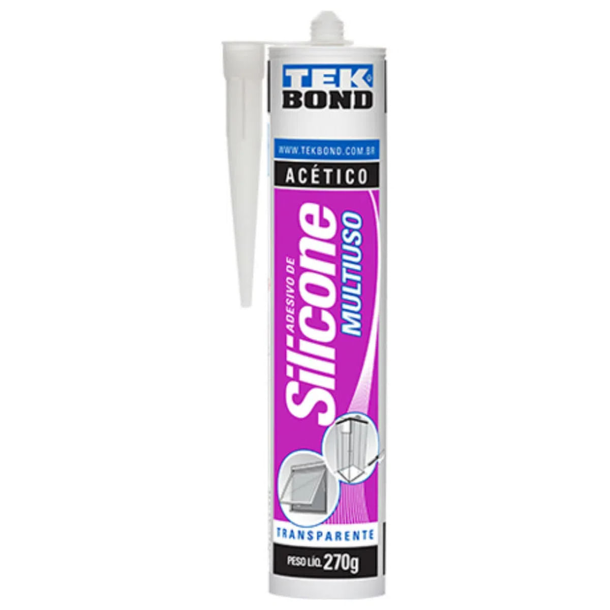 SILICONE ACETICO TEKBOND TRANSP 270G