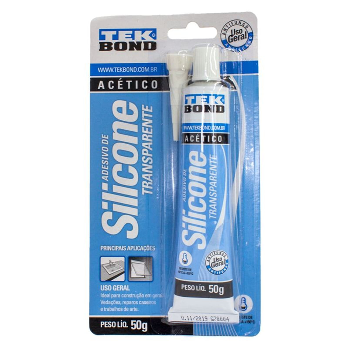 Silicone Acético Transparente Tekbond 50 G