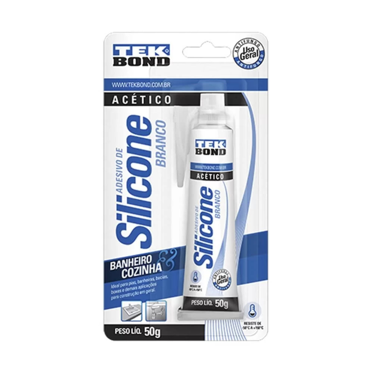 Adesivo Silicone Acético Branco Tekbond 50 g