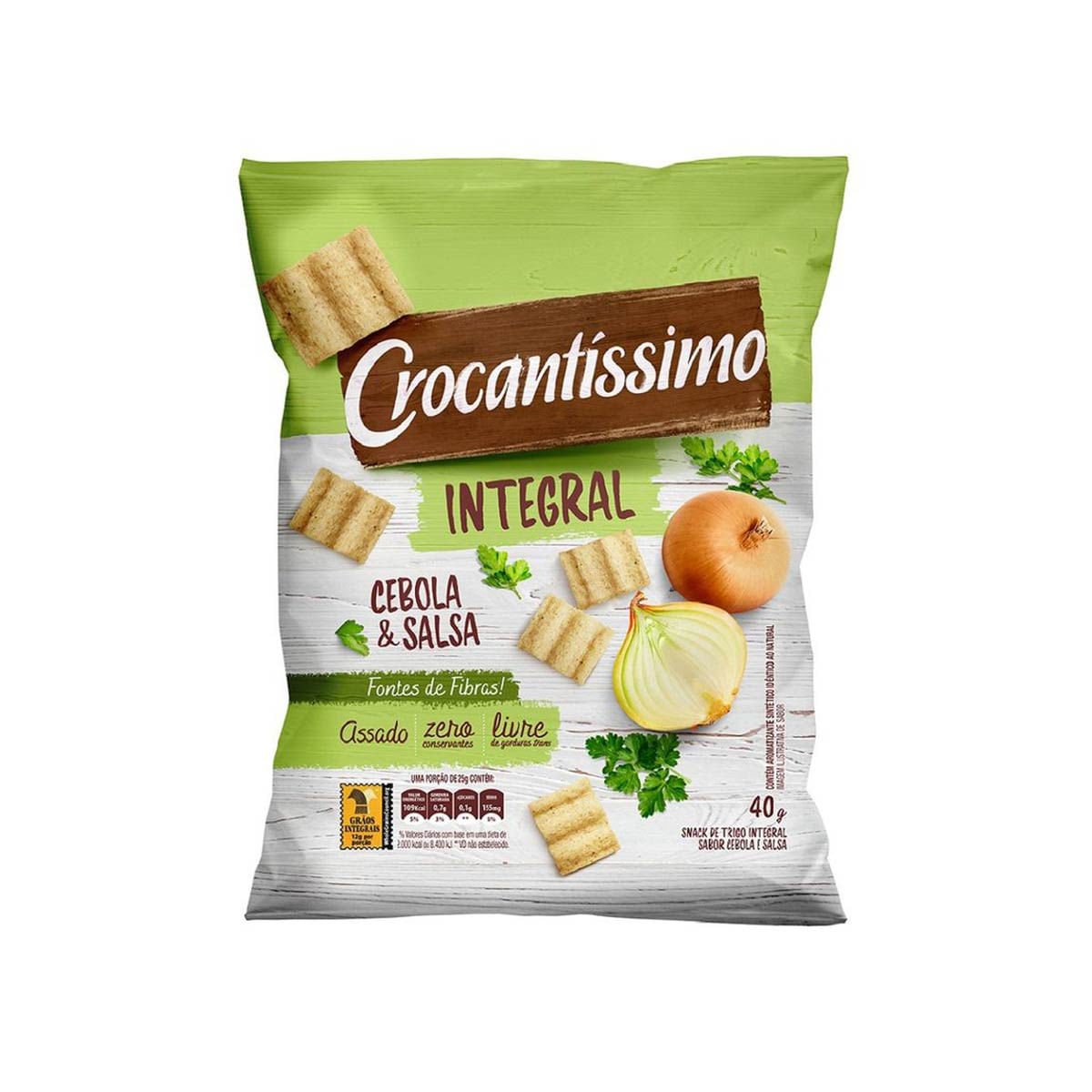 Snack de Trigo Integral Cebola &amp; Salsa Crocantíssimo Pacote 40g